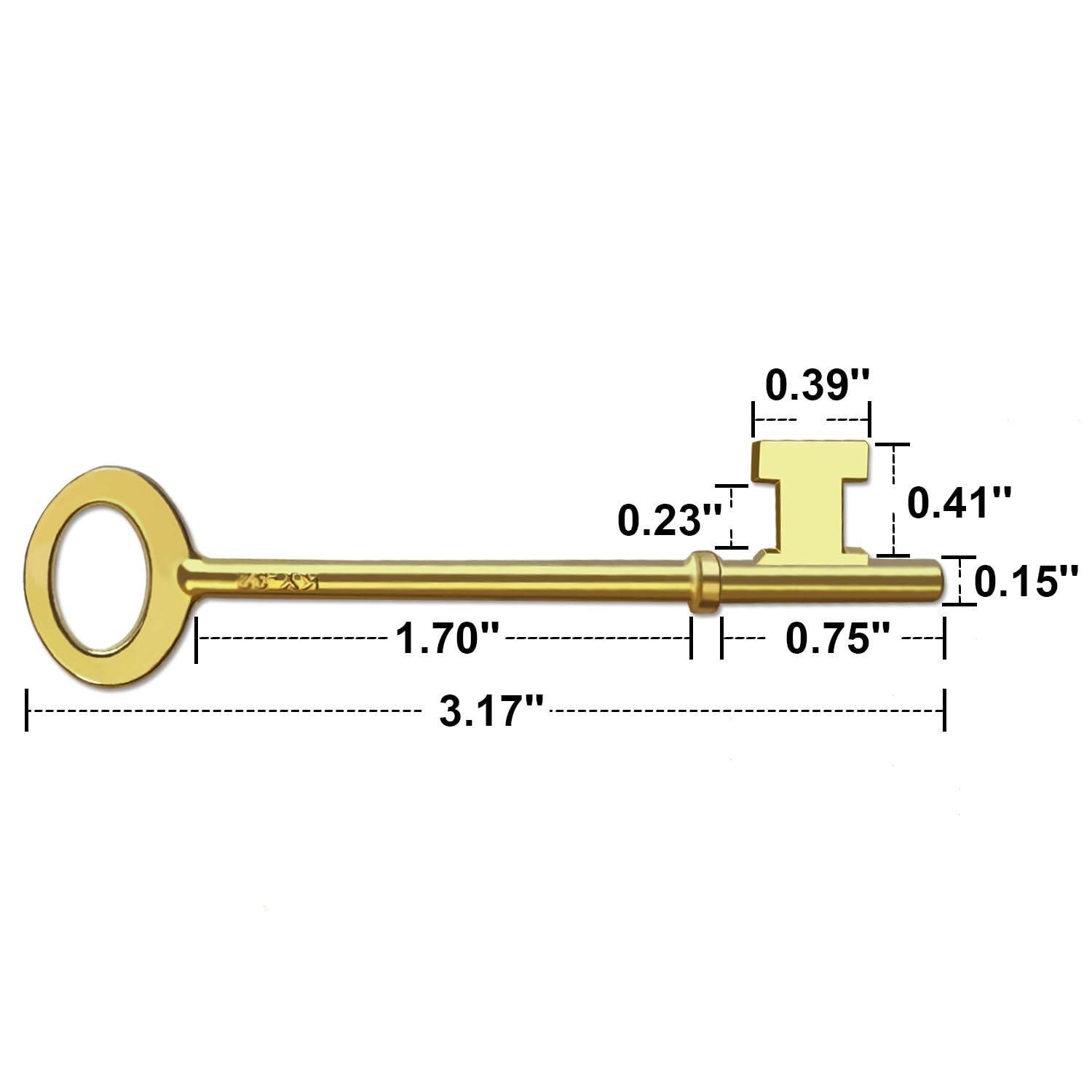 Haz·quls (KY-32) Brass Plated Architectural Skeleton Key